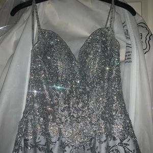 Ellie Wilde silver formal ball gown in a size 2!
